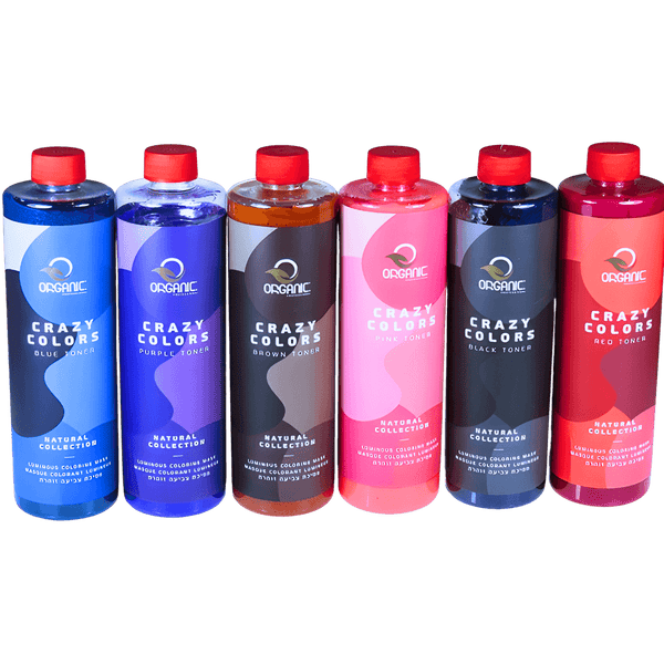 מסכה לשיער - מסכת צביעה זוהרת CRAZY COLORS בשישה גוונים אורגאניק 400 מ"ל מאת אורגניק ORGANIC | | אידיאלית ל- אורגניק מסכה לשיער | מושלמת ל- {{ product_use_case }}