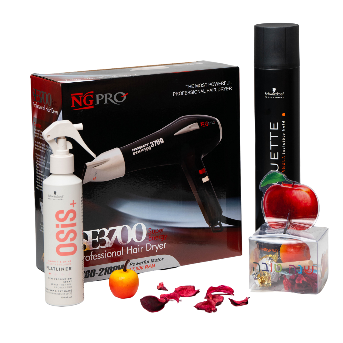 מארז שי/כרטיס מתנה - מארז חגיגי הפן של גדעון ENERGY 3700+ ספריי הגנה מחום OSIS+ ספריי SILHOUETTE שוורצקופף מאת גדעון קוסמטיקס GIDON COSMETICS | | אידיאלית ל- גדעון קוסמטיקס מארזי שי מייבשי שיער מייבשי שיער מקצועיים ספריי לשיער שוורצקופף | מושלמת ל- {{ product_use_case }}