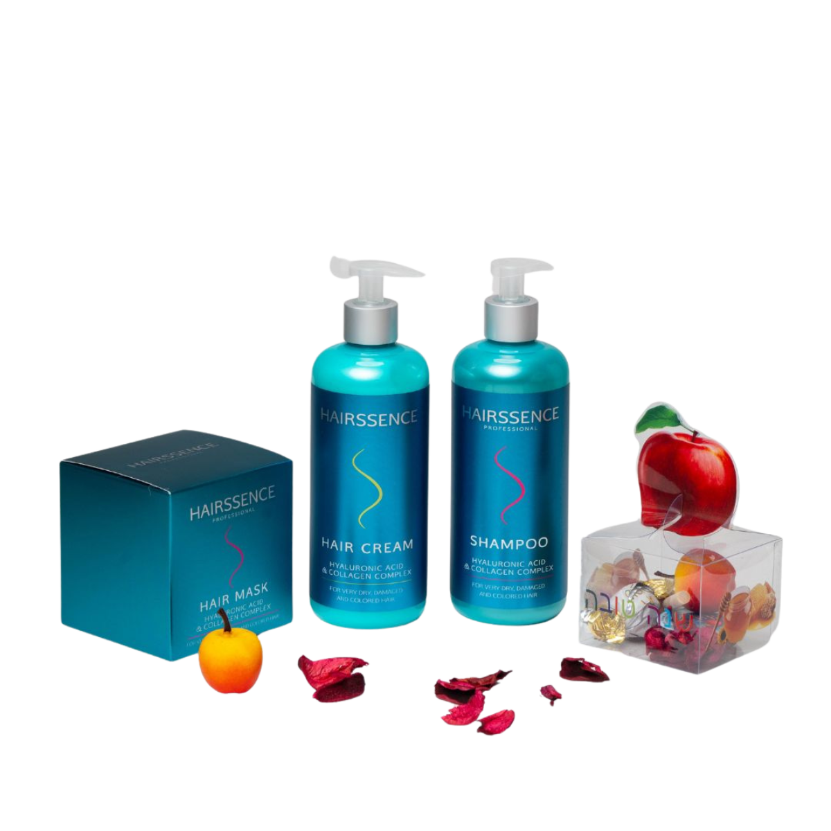 מארז שי/כרטיס מתנה - מארז חגיגי HAIRSSENCE חומצה היאלורונית וקולגן שמפו+ מסכה+ קרם לשיער יבש, פגום וצבוע היירסנס מאת היירסנס Hairssence | | אידיאלית ל- הגנה מהשמש היירסנס מסכה לשיער קרם קרם לחות לשיער שמפו לשיער | מושלמת ל- {{ product_use_case }}