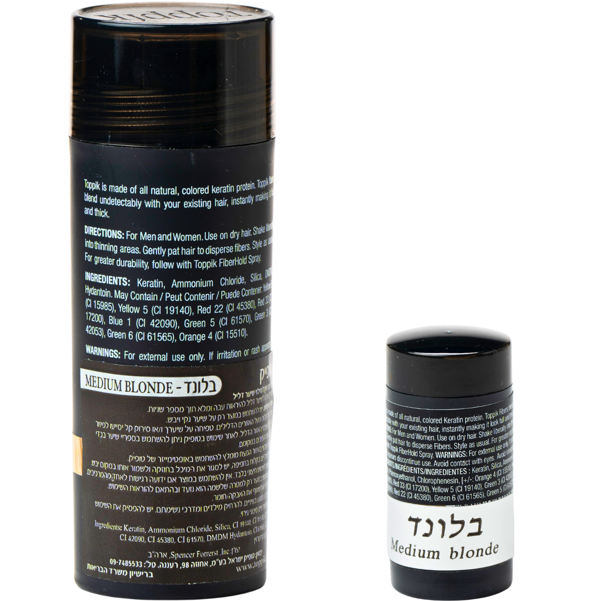 סיבי שיער - סיבי שיער טופיק צבע בלונד 27.5 גרם + אריזת נסיעות 3 גרם מתנה מאת טופיק TOPPIK | | אידיאלית ל- טופיק סיבי שיער | מושלמת ל- {{ product_use_case }}