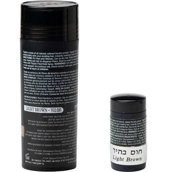 סיבי שיער - סיבי שיער טופיק צבע חום בהיר 27.5 גרם + אריזת נסיעות 3 גרם מתנה מאת טופיק TOPPIK | | אידיאלית ל- טופיק סיבי שיער | מושלמת ל- {{ product_use_case }}