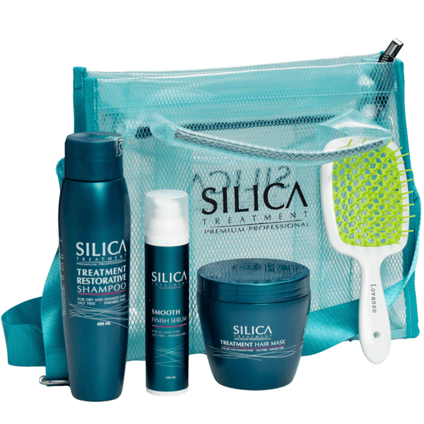 מארז שי - ערכת מוצרים לשיקום השיער לאחר החלקה SILICA שמפו+מסכה+סרום+מברשת סיליקה מאת סיליקה SILICA | | אידיאלית ל- מארזי שי סיליקה | מושלמת ל- {{ product_use_case }}
