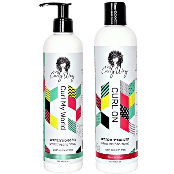 מארז שי - סט ג`ל לפיסול תלתלים CURLY MY WORLD מיי קרלי וואי 300 מ"ל + קרם מגדיר תלתלים CURL ON לחות ועיצוב מיי קרלי וואי 300 מ"ל מאת מיי קרלי וואי MY CURLY WAY | | אידיאלית ל- גלייז לשיער גלייז לשיער מתולתל מארזי שי מיי קרלי וואי קרם לחות לשיער קרם לחות לשיער מתולתל | מושלמת ל- {{ product_use_case }}