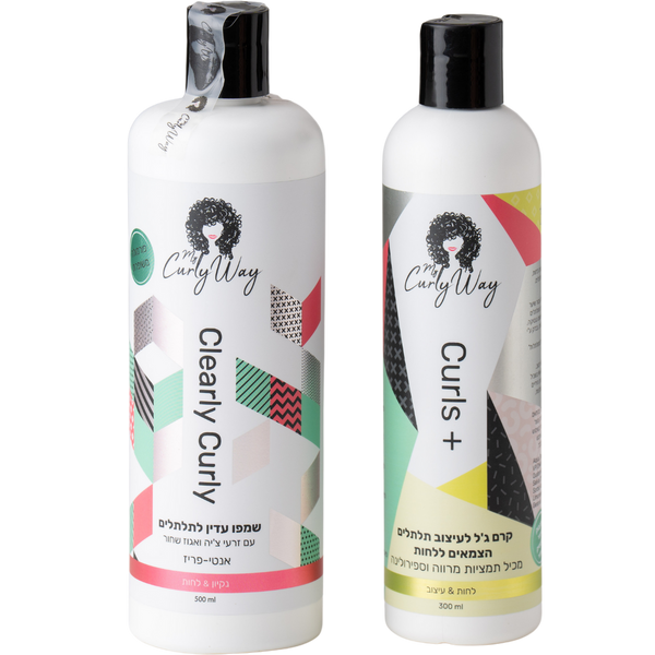 מארז שי - סט שמפו עדין לתלתלים CLEARLY CURLY אנטי פריז 500 מ"ל +קרם ג`ל לעיצוב תלתלים CURLS קרלי וואי 300 מ"ל מיי קרלי וואי מאת מיי קרלי וואי MY CURLY WAY | | אידיאלית ל- מארזי שי מיי קרלי וואי קרם גלייז לשיער קרם גלייז לשיער מתולתל קרם גלייז לתלתלים שמפו לשיער מתולתל | מושלמת ל- {{ product_use_case }}