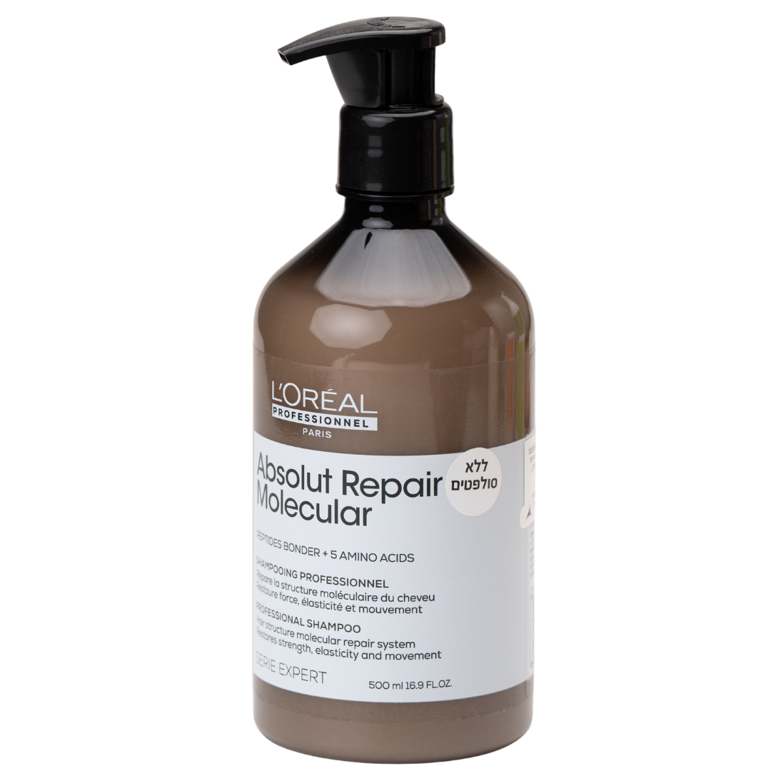 שמפו לשיער - שמפו לשיקום מיידי של השיער ABSOLUT REPAIR MOLECULAR לוריאל 500 מ"ל מאת לוריאל LOREAL | | אידיאלית ל- לוריאל ללא מלחים שיקום שיער שמפו לשיער | מושלמת ל- {{ product_use_case }}
