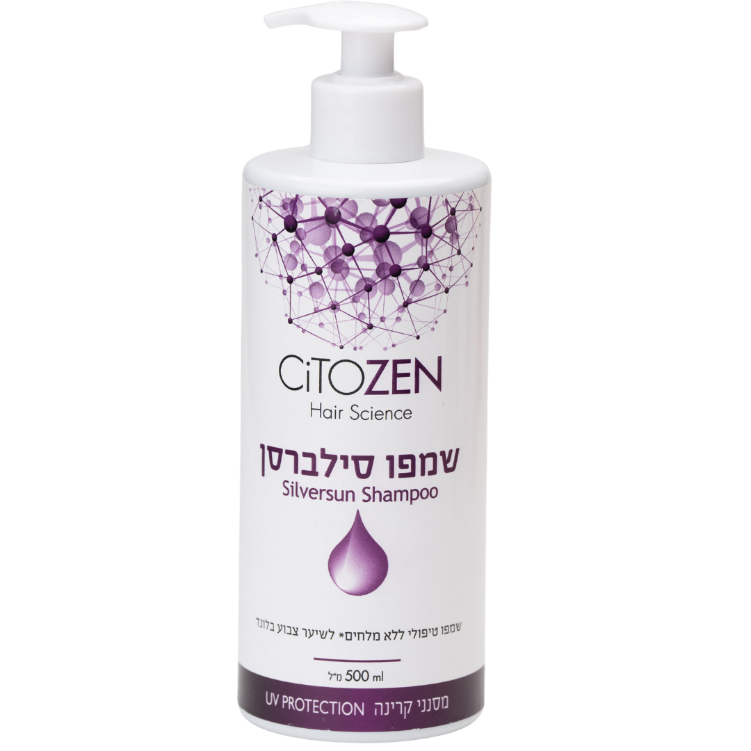 שמפו לשיער - שמפו ללא מלחים לשיער צבוע בלונד Silversun סילברסן 500 מ"ל ציטוזן מאת ציטוזן CITOZEN | | אידיאלית ל- הגנה מהשמש ללא מלחים ציטוזן שמפו לשיער שמפו לשיער בלונד גוונים ומובהר | מושלמת ל- {{ product_use_case }}