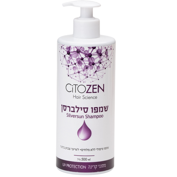 שמפו לשיער - שמפו ללא מלחים לשיער צבוע בלונד Silversun סילברסן 500 מ"ל ציטוזן מאת ציטוזן CITOZEN | | אידיאלית ל- הגנה מהשמש ללא מלחים ציטוזן שמפו לשיער שמפו לשיער בלונד גוונים ומובהר | מושלמת ל- {{ product_use_case }}