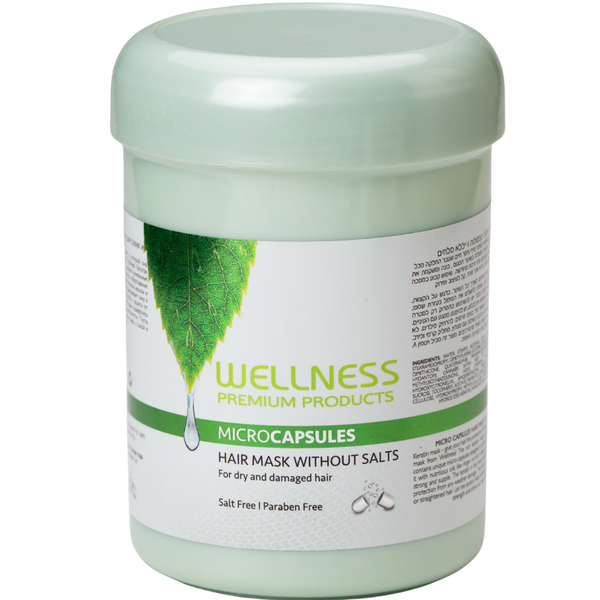 מסכה לשיער - מסכת קרטין ללא מלחים וולנס 1000 מ"ל מאת וולנס WELLNESS | | אידיאלית ל- וולנס ללא מלחים מסכה לשיער | מושלמת ל- {{ product_use_case }}