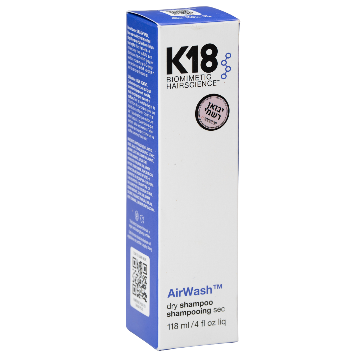 שמפו לשיער - שמפו יבש מהפכני לריענון השיער והקרקפת K18 AirWash קיי 18 118 מ"ל מאת קיי 18 K18 | | אידיאלית ל- K18 שמפו לשיער | מושלמת ל- {{ product_use_case }}