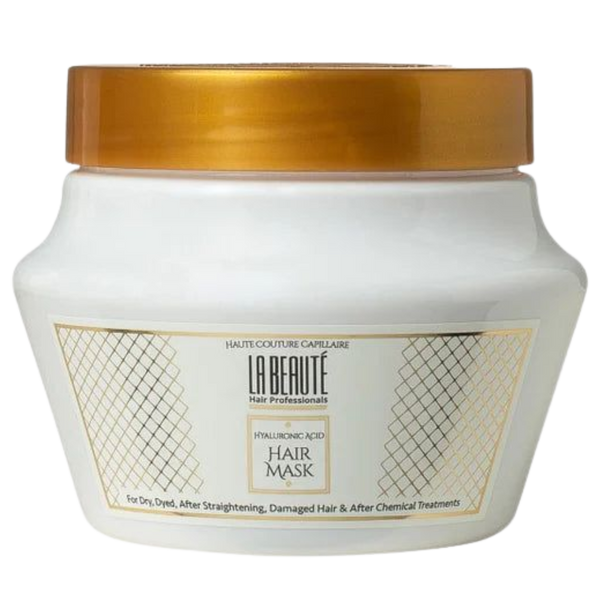 מארז שמפו + מסכה חומצה היאלורונית LA BEAUTE לשיער יבש, יבש מאוד ופגום, צבוע ולשיער שעבר החלקות וטיפולים כימיים ללא מלחים וסולפטים לה בוטה