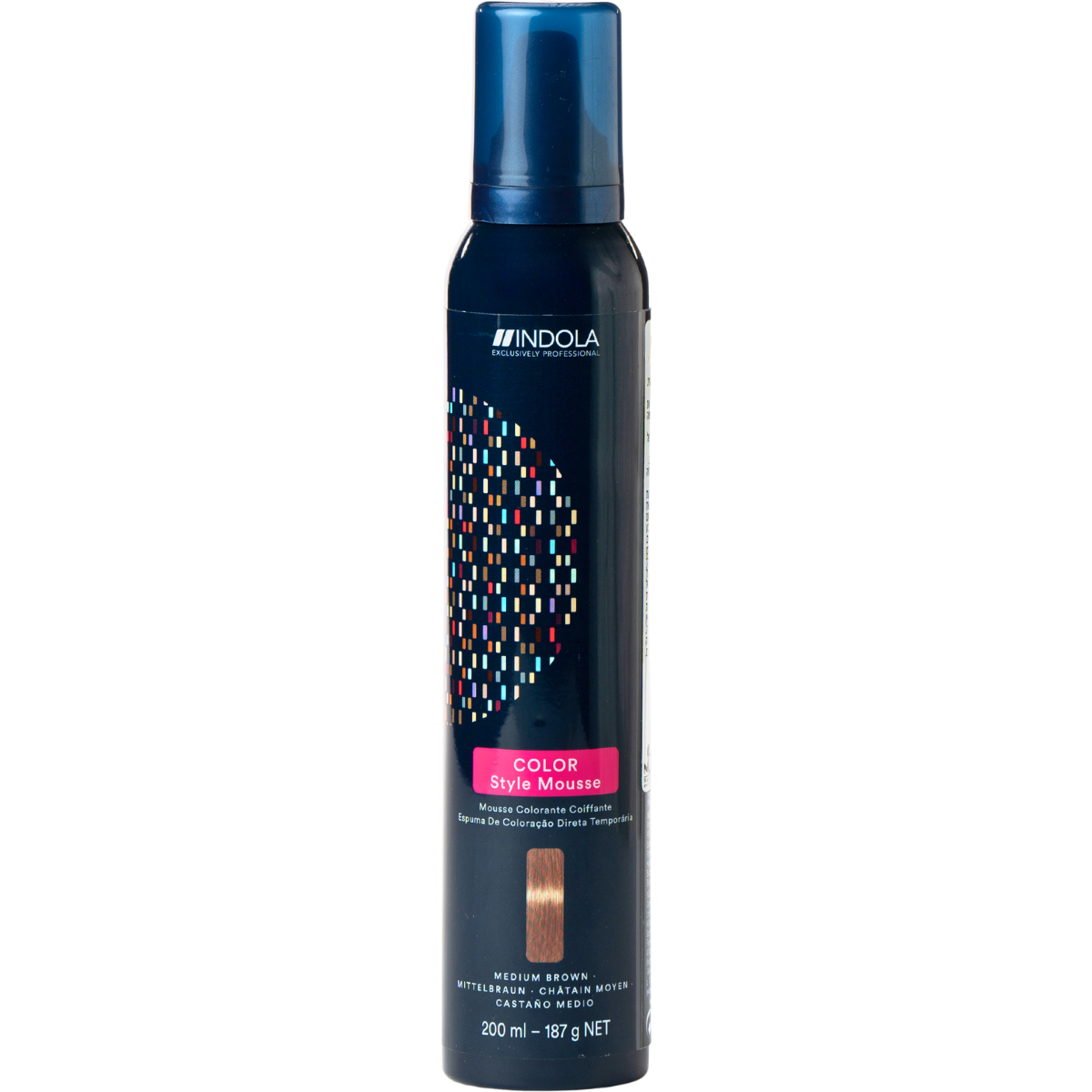 מוס לשיער - מוס צבע זמני לשיער COLOR STYLE MOUSSE במגוון צבעים אינדולה 200 מ"ל מאת אינדולה INDOLA | חום בינוני | אידיאלית ל- אינדולה מוס לשיער צביעת שיער בבית | מושלמת ל- {{ product_use_case }}