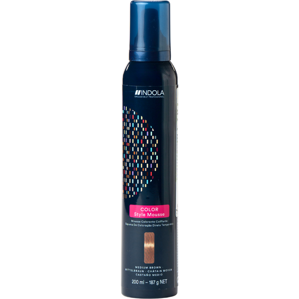 מוס לשיער - מוס צבע זמני לשיער COLOR STYLE MOUSSE במגוון צבעים אינדולה 200 מ"ל מאת אינדולה INDOLA | חום בינוני | אידיאלית ל- אינדולה מוס לשיער צביעת שיער בבית | מושלמת ל- {{ product_use_case }}