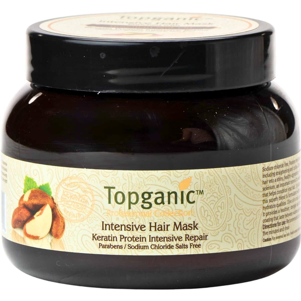 - מסכה TOPGANIC ללא מלחים על בסיס שמן אגוז ברזילאי לשיקום אינטנסיבי 500 מ"ל טופגניק מאת טופגניק TOPGANIC | | אידיאלית ל- טופגניק ללא מלחים מסכה לשיער | מושלמת ל- {{ product_use_case }}