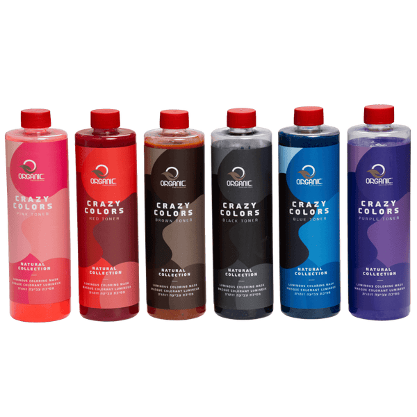מסכה לשיער - מסכת צביעה זוהרת CRAZY COLORS בשישה גוונים אורגאניק 400 מ"ל מאת אורגניק ORGANIC | | אידיאלית ל- אורגניק מסכה לשיער | מושלמת ל- {{ product_use_case }}